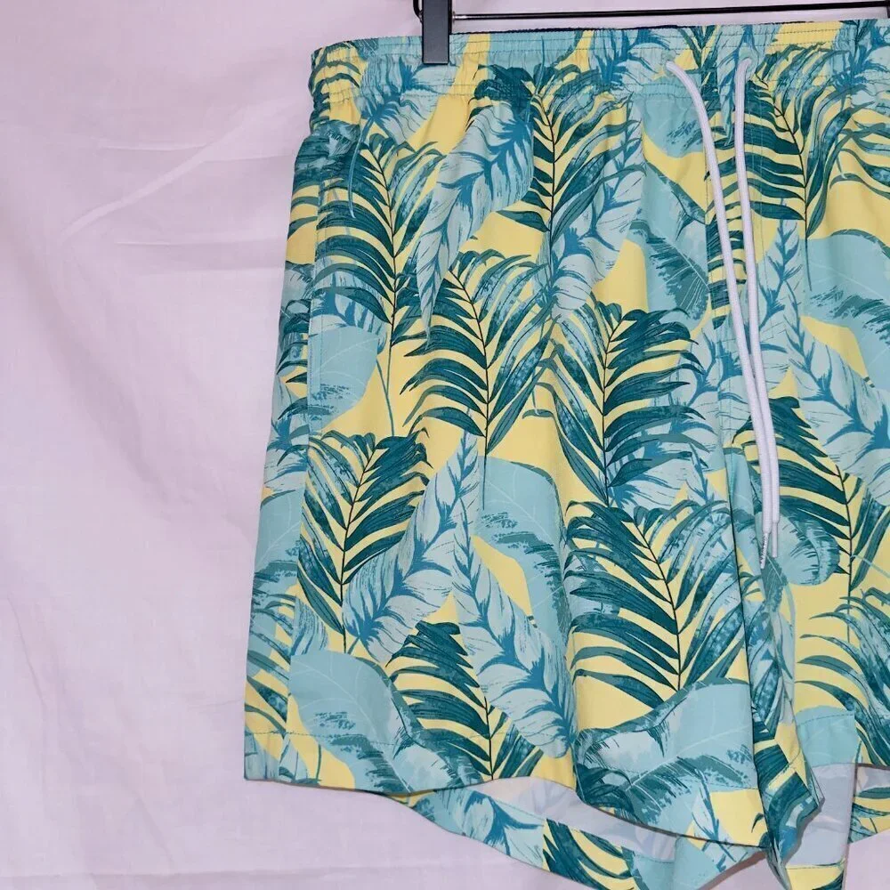 Men's Cubavera Tropical Floral Print Mesh Liner 7'' Inseam Swim Trunks size XL